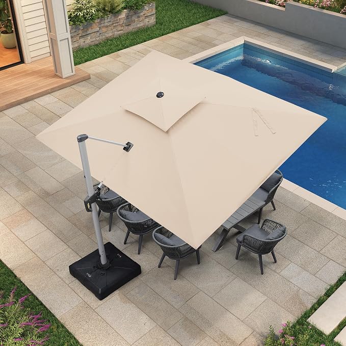 PURPLE LEAF Patio Cantilever Umbrella 9' X 12' Large Double Top, 3-Yr - Image 3