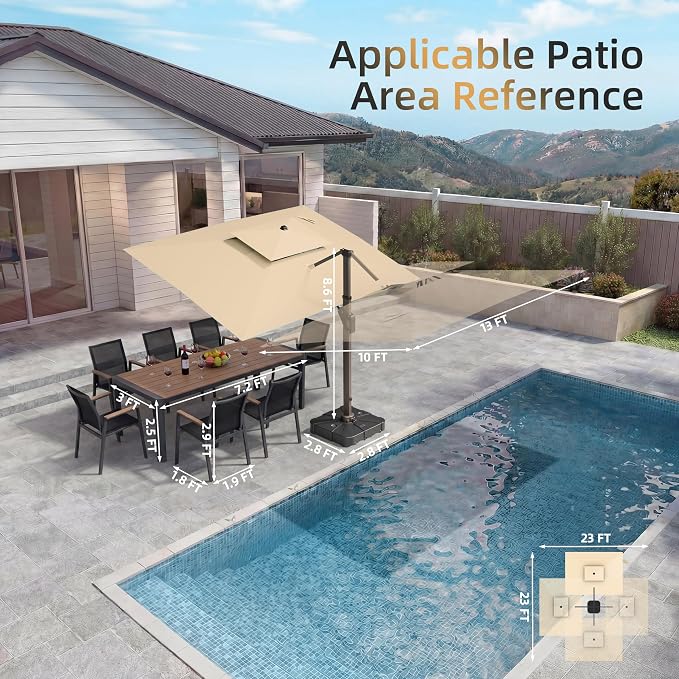 10 X 13 FT Cantilever Patio Umbrella - Image 5