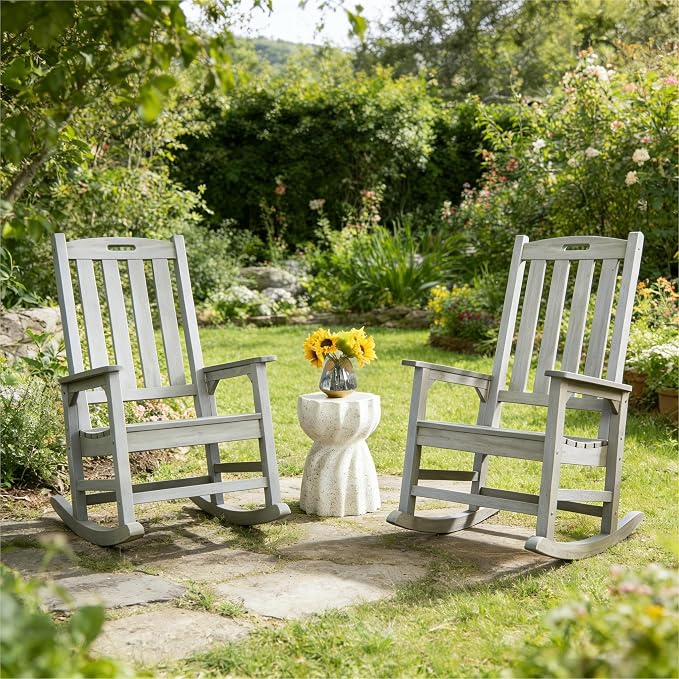 Oversized Outdoor Rocking Chair, HDPE Porch Rocker | High Back Rocking Chairs - Image 2