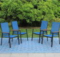 PHI VILLA Outdoor Stackable Dining Chairs Set of 4 w/Aluminum Frame, by PHIVILLA