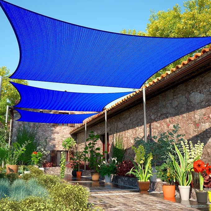 10' x 20' Blue Sun Shade Sail UPF50 Rectangle Canopy Fabric Cloth Screen by ShadeMart