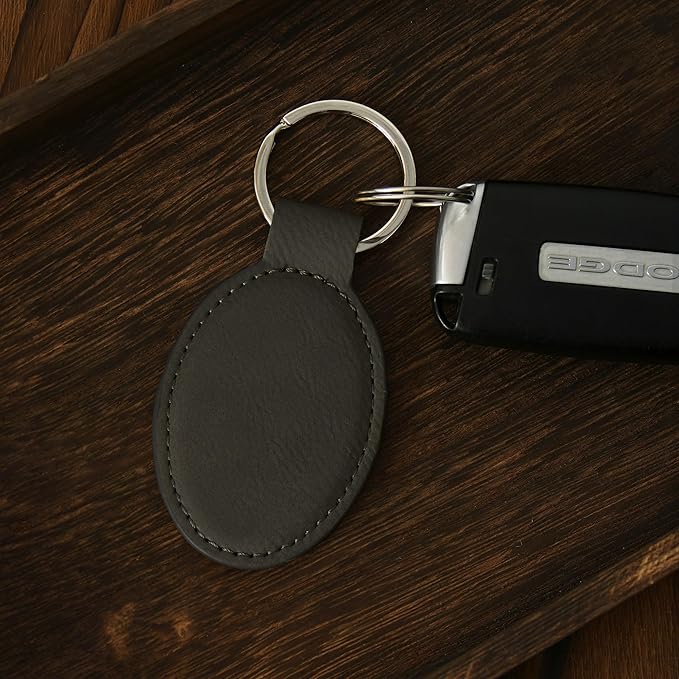 LaserGram Oval Keychain, Golf Ball, Personalized Engraving Included (Gray)