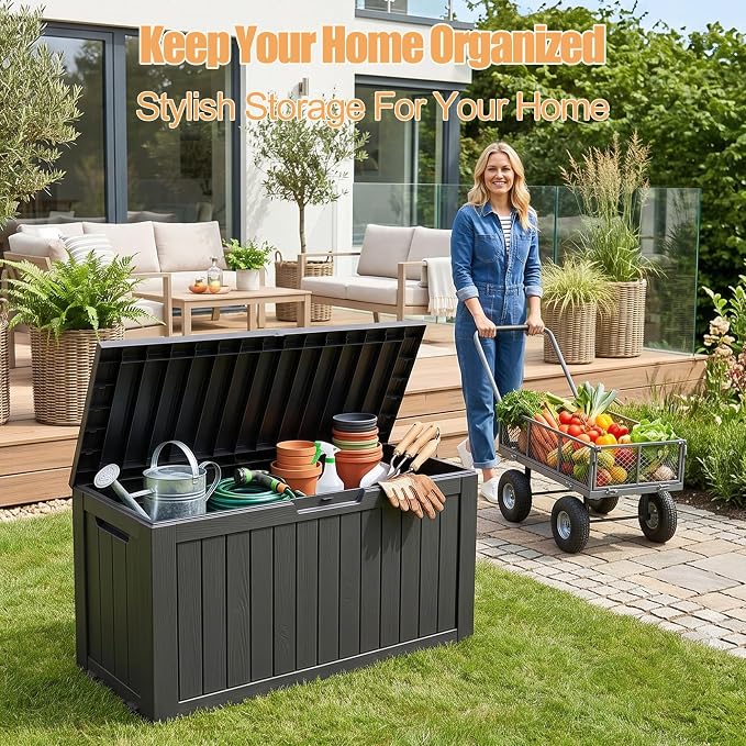 Outdoor Storage Box, Waterproof 110 Gallon Resin Deck Box - Image 6