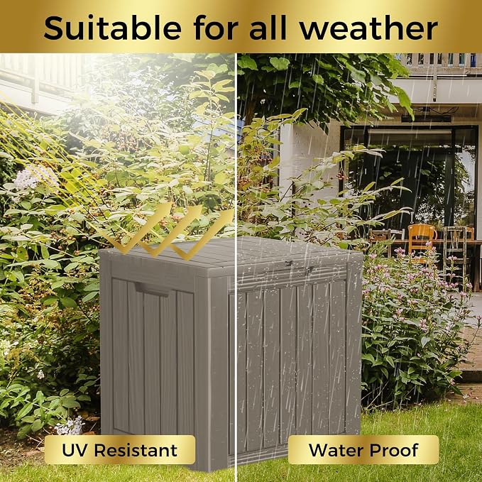 Outdoor Storage Box, 35 Gallon Waterproof Deck Box, Quick Snap-Lock Resin - Image 5