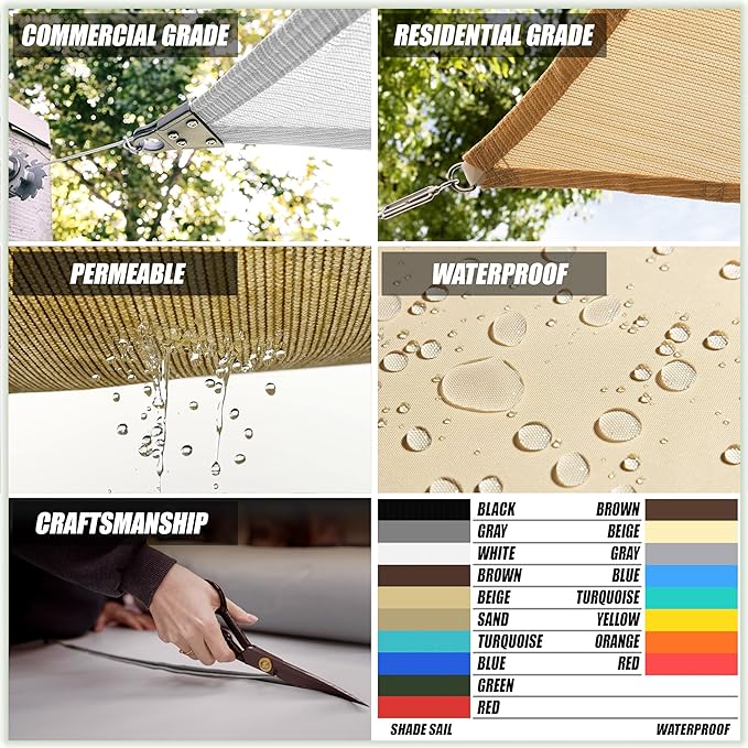 ColourTree Custom Size Order to Make Sun Shade Sail Canopy Mesh Fabric UV Block - Image 3