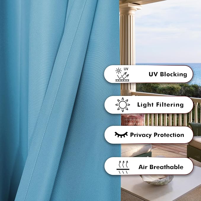 BONZER Outdoor Curtains for Patio Waterproof Thick Privacy Extra Wide | Grommet - Image 4