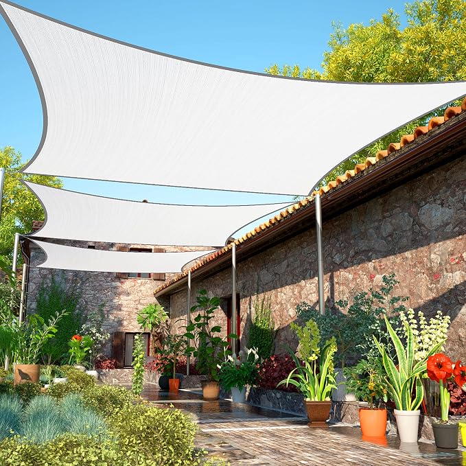 16' x 17' White Sun Shade Sail Rectangle SMSLR Canopy Fabric Cloth Screen by ShadeMart