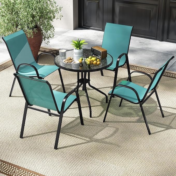 Giantex Patio Chairs Set of 2, Stackable Outdoor Dining Chairs - Image 2