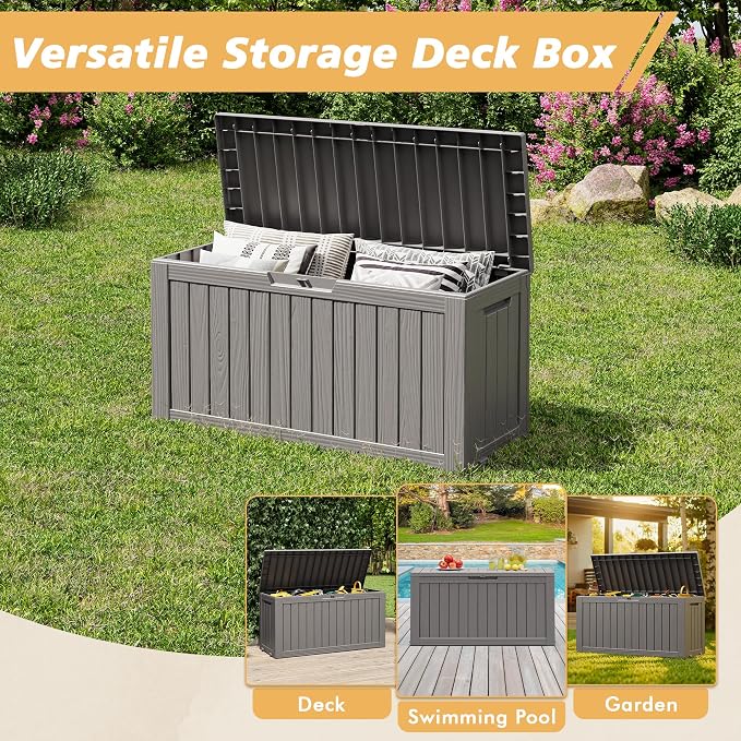 Fancyango 75 Gallon Outdoor Deck Box Waterproof, Large Storage Box - Image 5