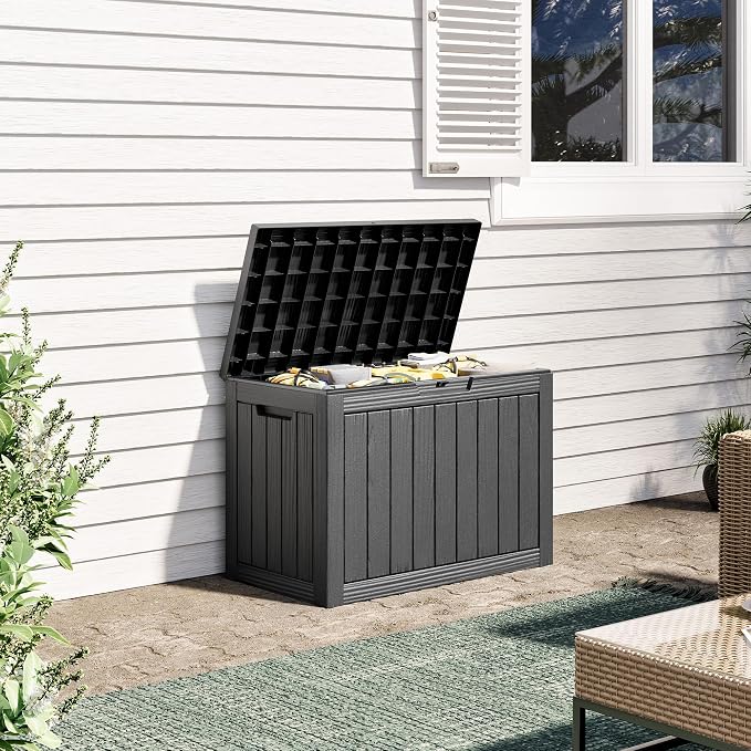 55 Gallon Outdoor Storage Box, All-Weather Resin Deck Box Outdoor Waterproof - Image 7