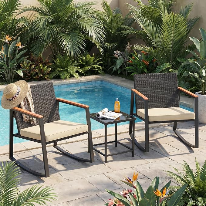 Gizoon 3 Pieces Rocking Patio Bistro Set | - Image 7