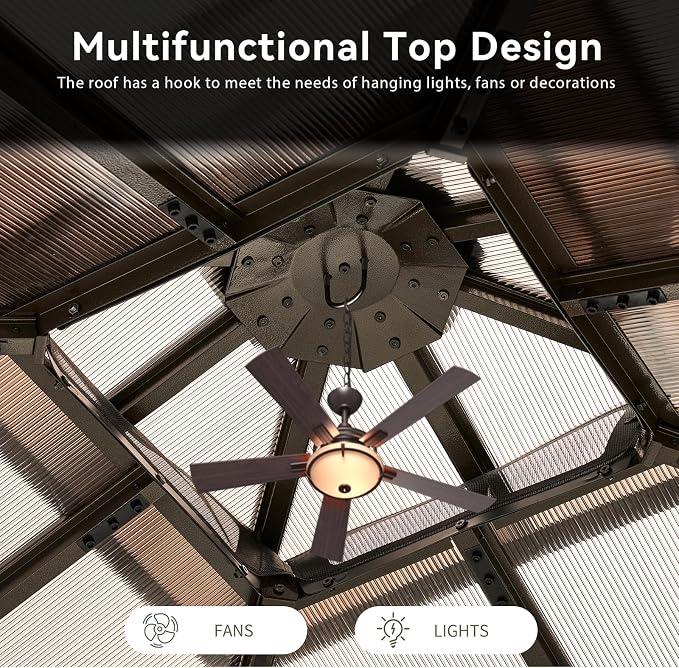 Aoxun 8'x8' Hardtop Gazebo - Image 9