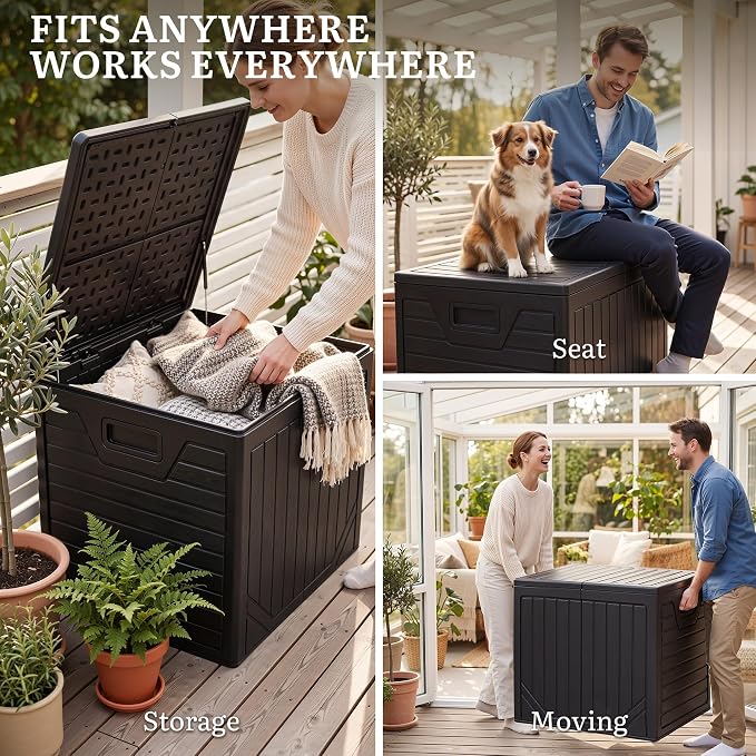 YITAHOME 150 Gallon Large Outdoor Storage Box w/Double Wall | Waterproof Deck - Image 8
