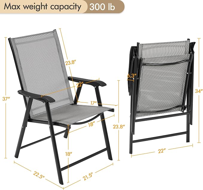 Yaheetech Patio Dining Chairs Set of 4 Outdoor Folding Lawn Chairs, folds flat - Image 3