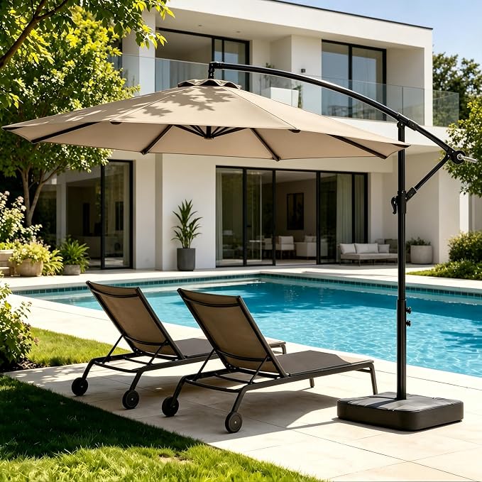 10FT Cantilever Offset Patio Umbrella by OLILAWN