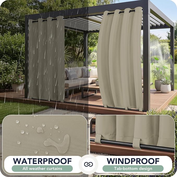 Gazebo Curtains Outdoor Waterproof 6 Panels, Patio Sun Shade | Weatherproof - Image 2