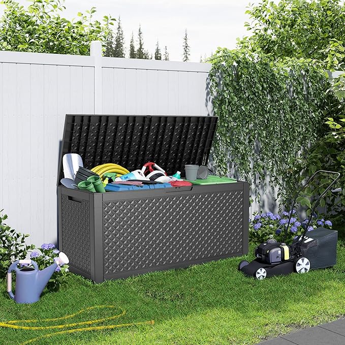 120 Gallon Waterproof Outdoor Storage Box, Resin Deck Box, Lockable Outside - Image 6