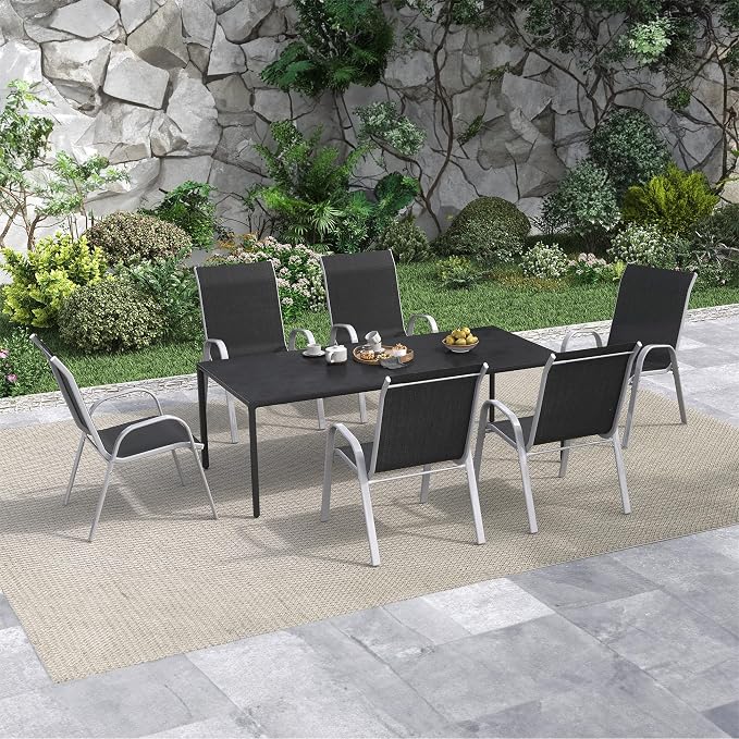 Amopatio Patio Chairs Set of 6, Stackable Outdoor Dining Chairs - Image 6