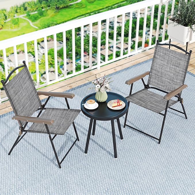GIANTEX Set of 4 Patio Folding Chairs, Outdoor Patio Dining Chairs w/Armrest - Image 9
