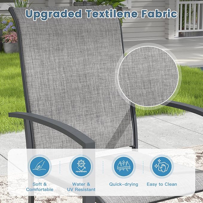 DIFY Patio Chairs Set of 4, Stackable Outdoor Dining Chairs - Image 4