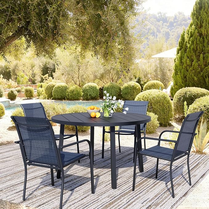 Stackable Patio Chairs Set of 2, Outdoor Dining Chairs - Image 3