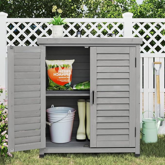 Outdoor Storage Cabinet & Potting Bench Table - Image 2