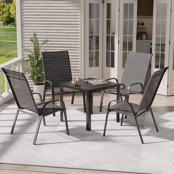 Patio Chairs Set of 4, Stackable Outdoor Dining Chairs - Image 7