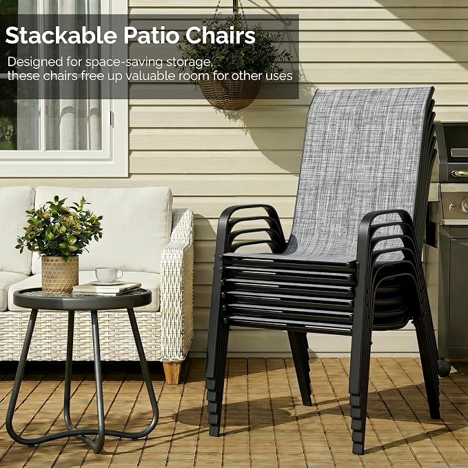MAMIZO Patio Dining Chairs, Stackable Textilene Chair Set of 4, - Image 7