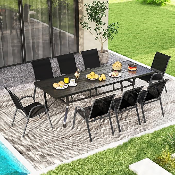 S AFSTAR Outdoor Chairs Set of 4, Stackable Patio Chairs - Image 4