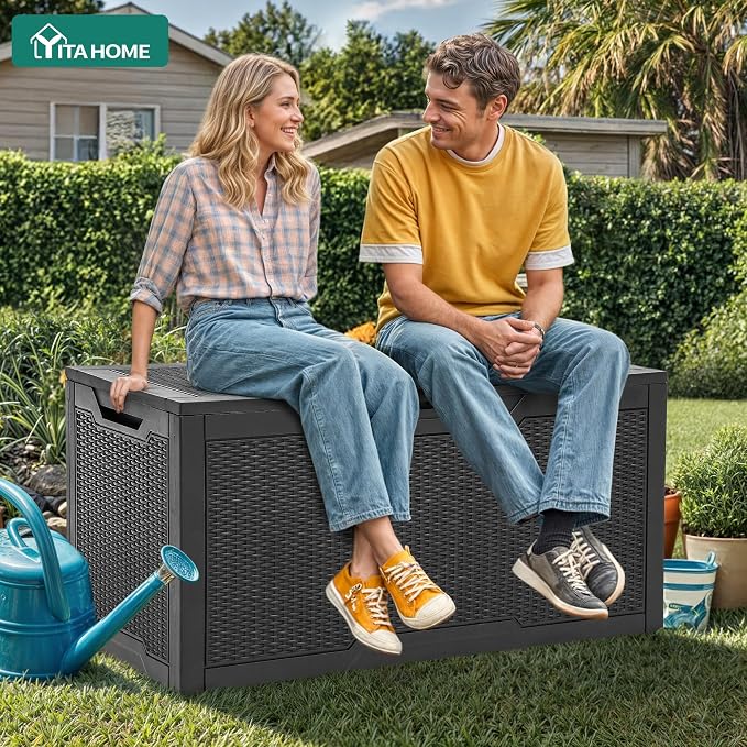 YITAHOME 100 Gallon Large Resin Deck Box Outdoor Storage Boxes - Image 3