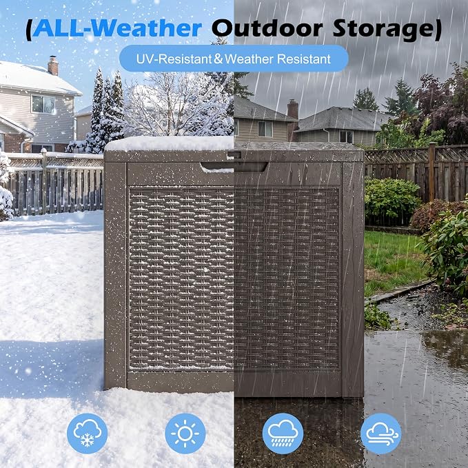 Outdoor Storage Box, 31 Gallon Resin Deck Boxes Outdoor Waterproof - Image 4