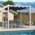 PURPLE LEAF Pergola 10' x 10' White Retractable Sun Shade, All-aluminum by PURPLELEAF