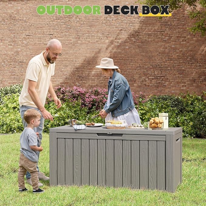 Deck Box, 82 Gallon Resin Indoor and Outdoor Storage Box Waterproof - Image 7
