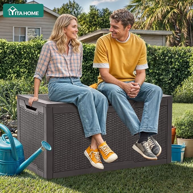 YITAHOME 100 Gallon Large Resin Deck Box Outdoor Storage Boxes - Image 3