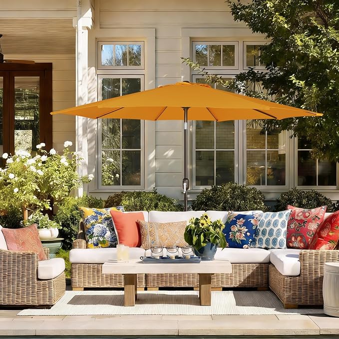 9' Outdoor Patio Umbrella, Outdoor Table Umbrella, Yard Umbrella, Market - Image 9