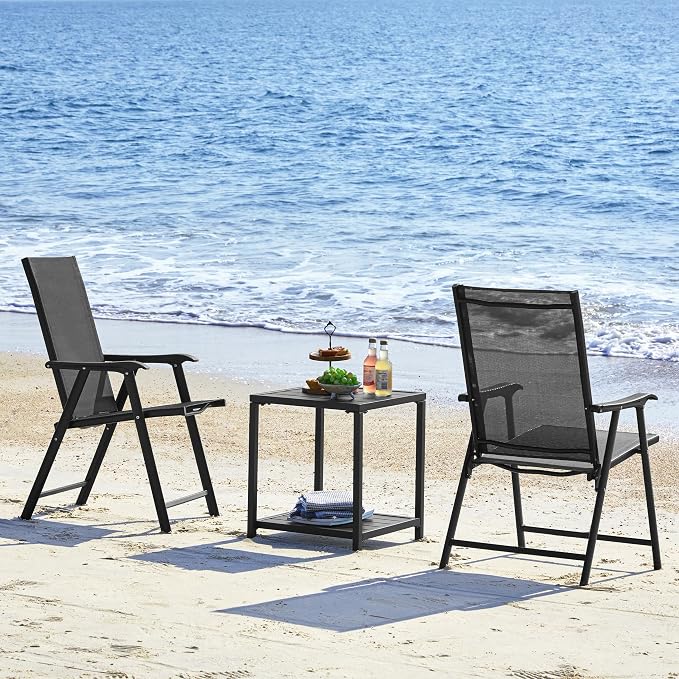 Yaheetech Patio Chairs Set of 2 Outdoor Foldable Dining Chairs, Comfortable - Image 5