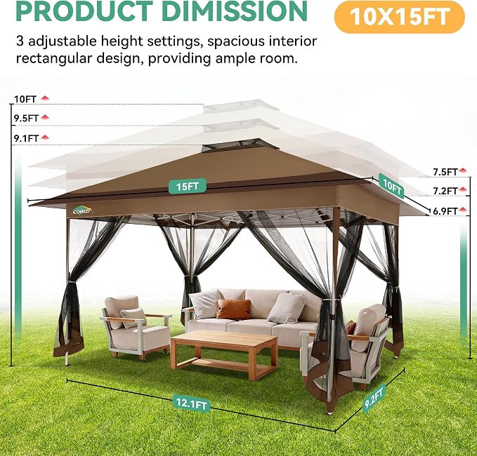 COBIZI 10x15 FT Pop up Gazebo on Clearance - Image 4
