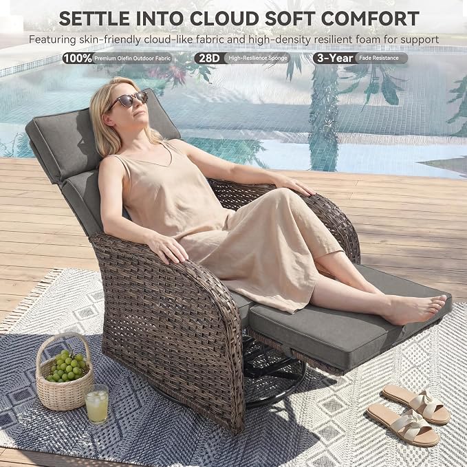 Zero Gravity Patio Swivel Recliner Chair - Image 5