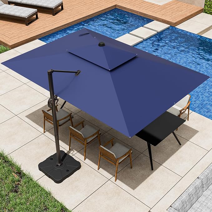 9x12FT Cantilever Patio Umbrella Heavy-Duty Aluminum | 360° Rotating Double by ZLACUIU
