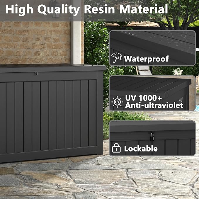 280 Gallon Outdoor Storage Box, Resin Deck Boxes Indoor and outdoor, Waterproof - Image 3