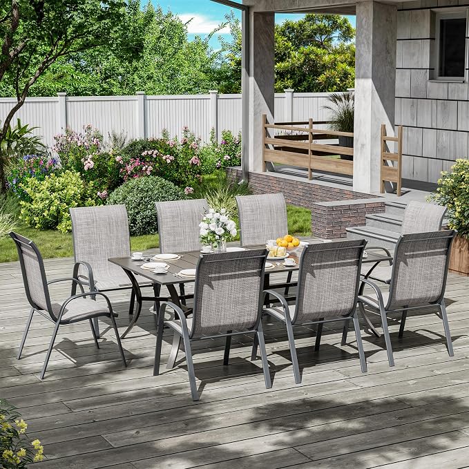 Amopatio Patio Chairs Set of 8, Outdoor Stackable Dining Chairs - Image 2