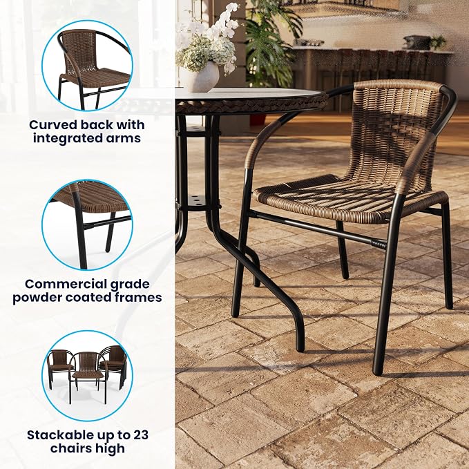 Flash Furniture Lila Modern Rattan Indoor/Outdoor Stackable Dining Chairs - Image 6