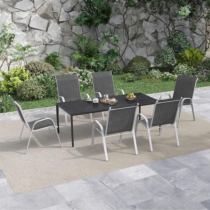 Amopatio Patio Chairs Set of 6, Stackable Outdoor Dining Chairs - Image 6