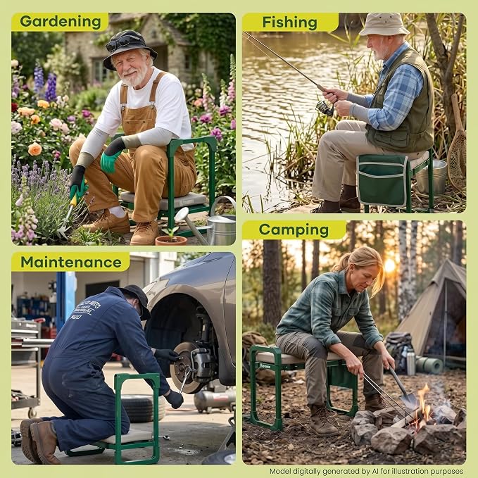 Saker Garden Kneeler and Seat Foldable Gardening Stool - Image 9