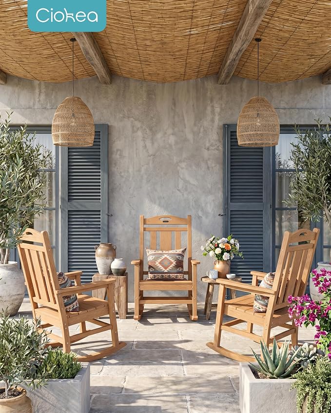 Oversized Outdoor Rocking Chairs Set of 4, 380lbs Heavy-Duty Large Patio Rocker - Image 2