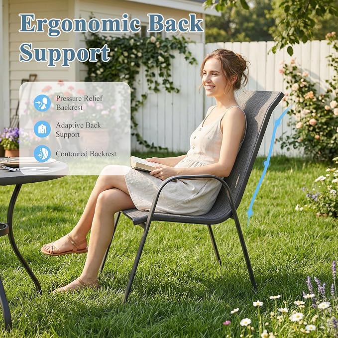 DIFY Patio Chairs Set of 8, Stackable Outdoor Dining Chairs Set - Image 7