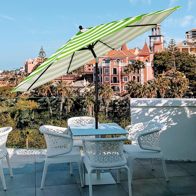 Sunnyglade 9' Patio Umbrella Outdoor Table Umbrella 8 Ribs Green and White | - Image 5