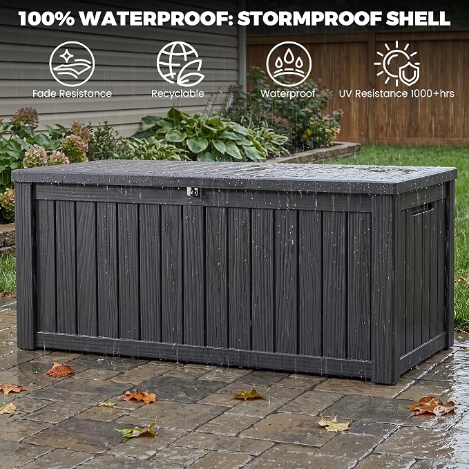 Outdoor Storage Box, 150 Gallon Waterproof Deck Box, Piston-Assisted Resin Trunk - Image 5