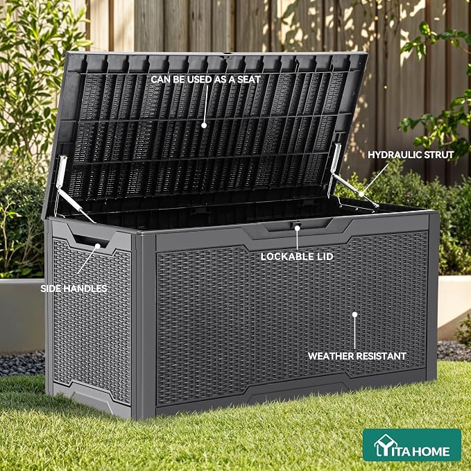 YITAHOME 100 Gallon Large Resin Deck Box Outdoor Storage Boxes - Image 5