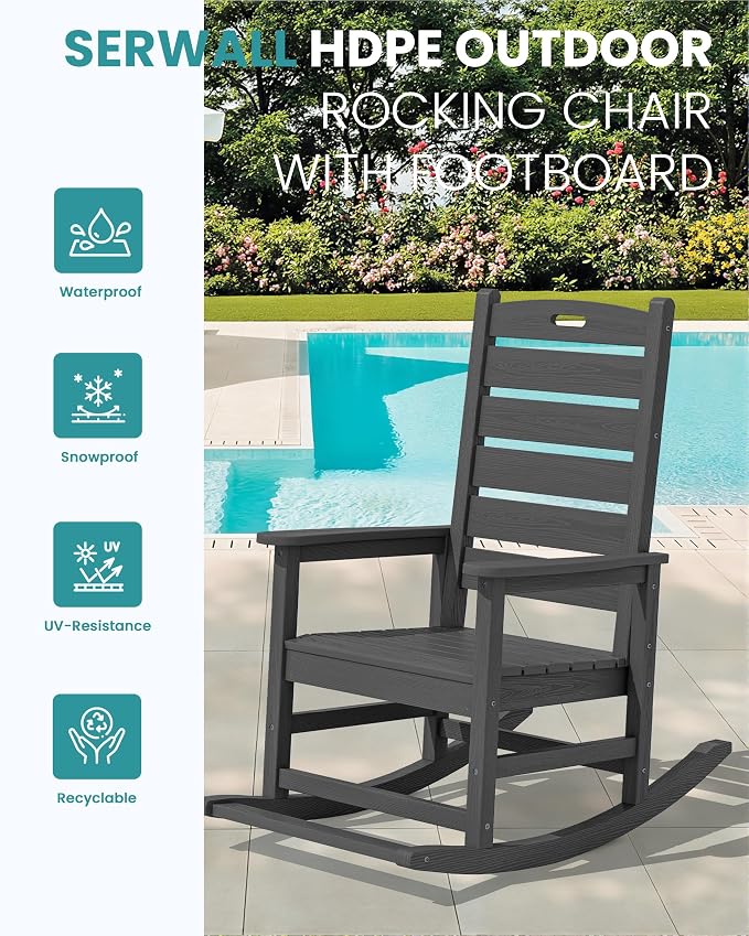 SERWALL HDPE Outdoor Rocking Chair - Image 4
